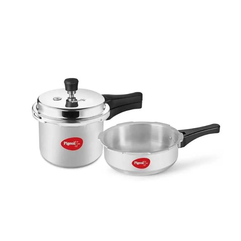 Pigeon Aluminium Pressure Cooker Mini Combo with Outer Lid 2, 3 Litre