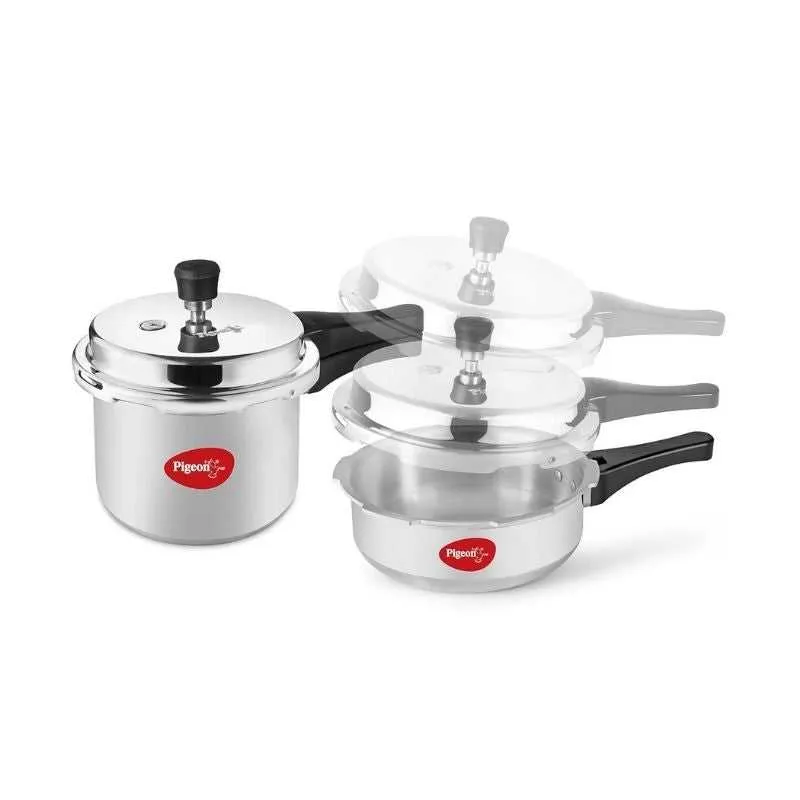 Pigeon Aluminium Pressure Cooker Mini Combo with Outer Lid 2, 3 Litre