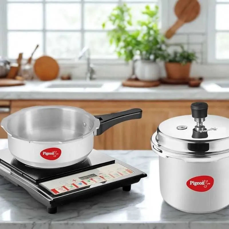 Pigeon Aluminium Pressure Cooker Mini Combo with Outer Lid 2, 3 Litre