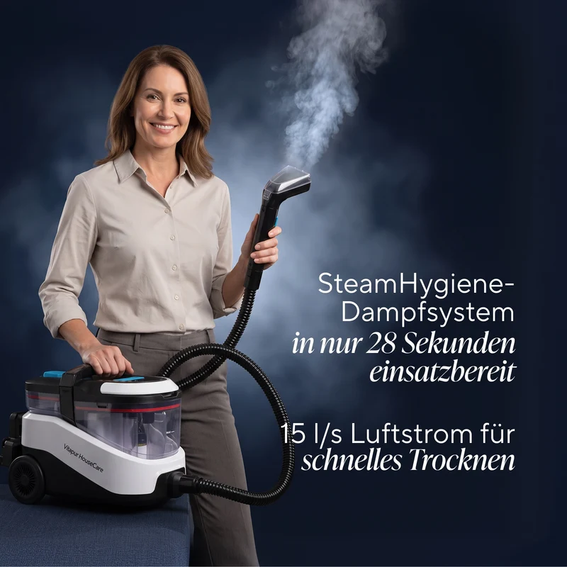 Waschsauger mit Dampf StainMaster HybridPRO 2-in-1 – zur Reinigung von Böden, Kochfeldern, Fliesen, Fenstern und zum Bügeln