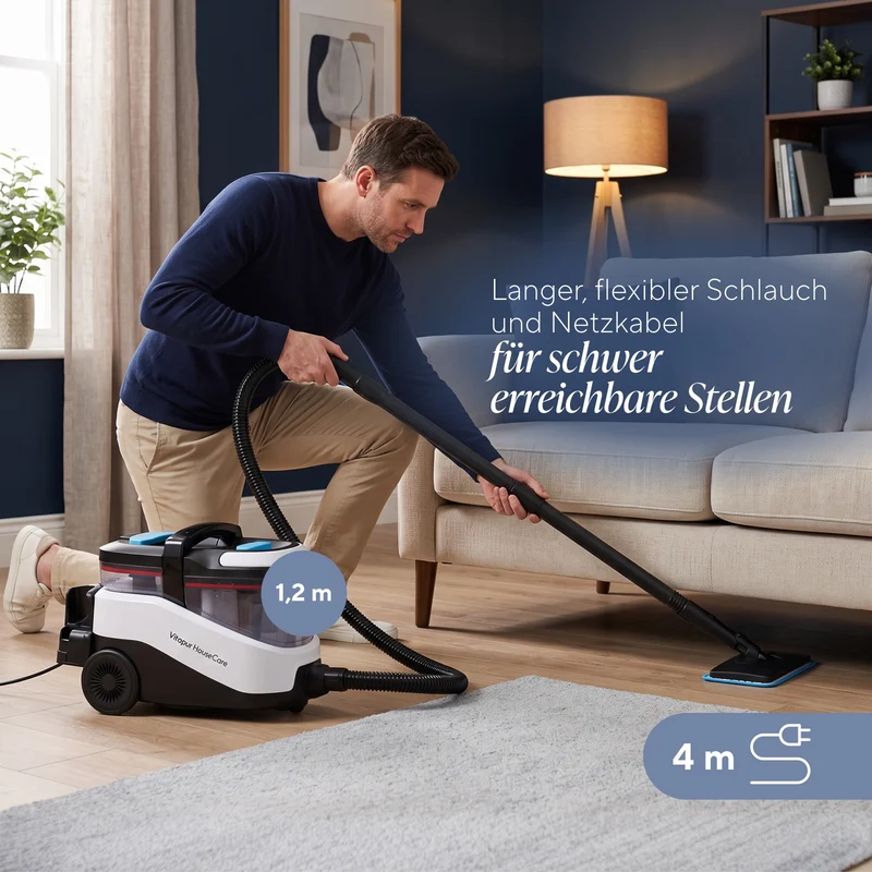 Waschsauger mit Dampf StainMaster HybridPRO 2-in-1 – zur Reinigung von Böden, Kochfeldern, Fliesen, Fenstern und zum Bügeln