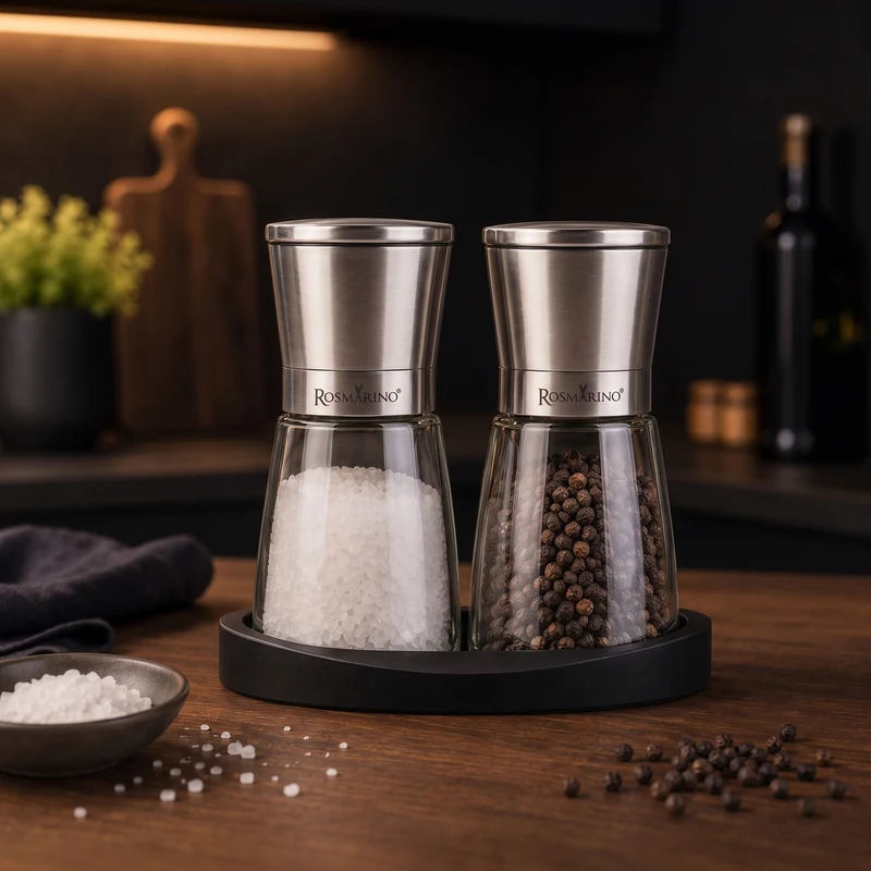 Salz- und Pfeffermühlen-Set mit Ständer Rosmarino Twist&Season
