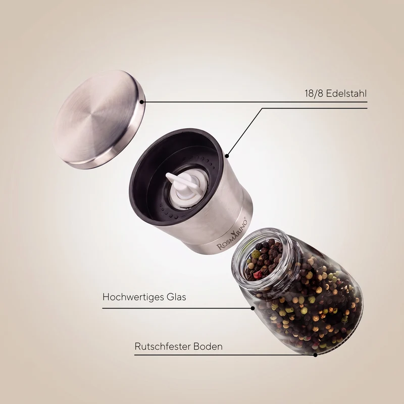 Salz- und Pfeffermühlen-Set mit Ständer Rosmarino Twist&Season