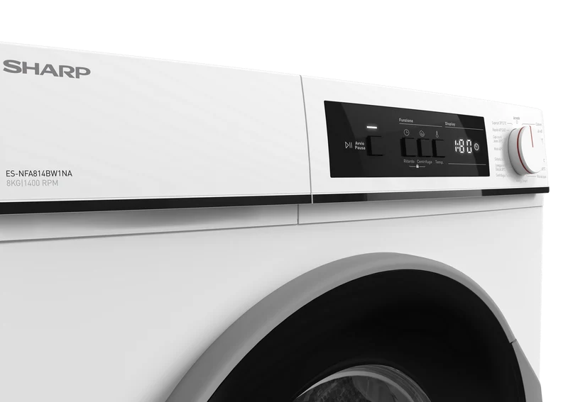 SHARP ES-NFA814BW1NA-IT Freestanding Washing Machine 8 kg 1400 RPM A Class with Advanced Inverter Motor Technology