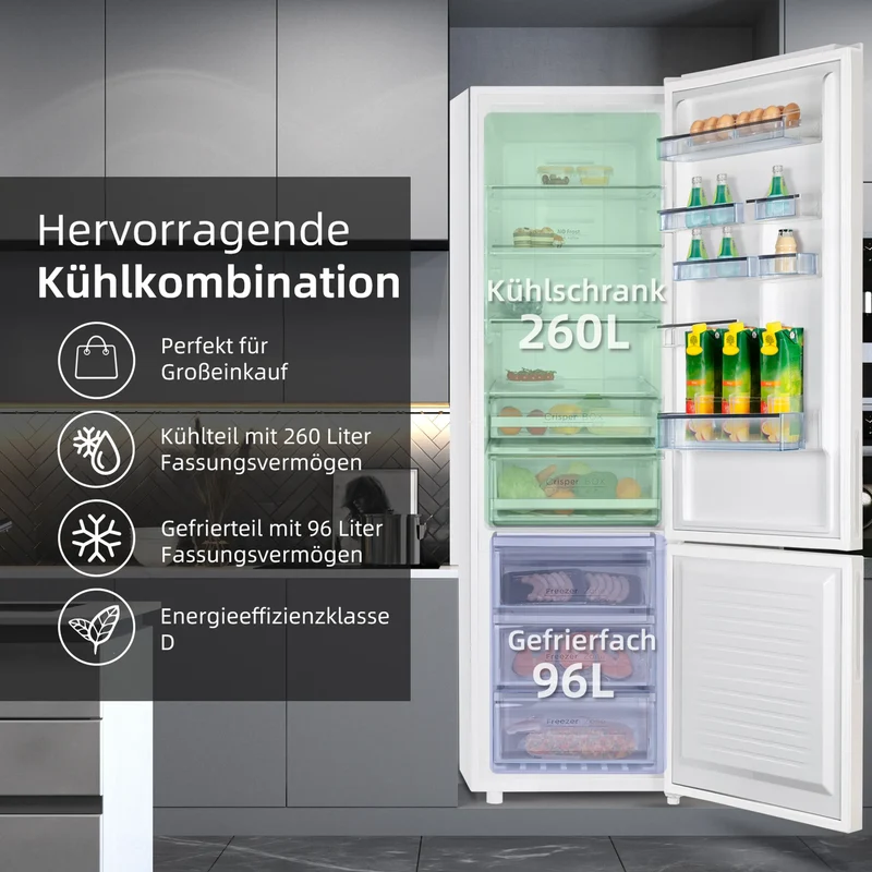 CHiQ GCB377NEIDW Kühl-Gefrier-Kombination NoFrost Inverter