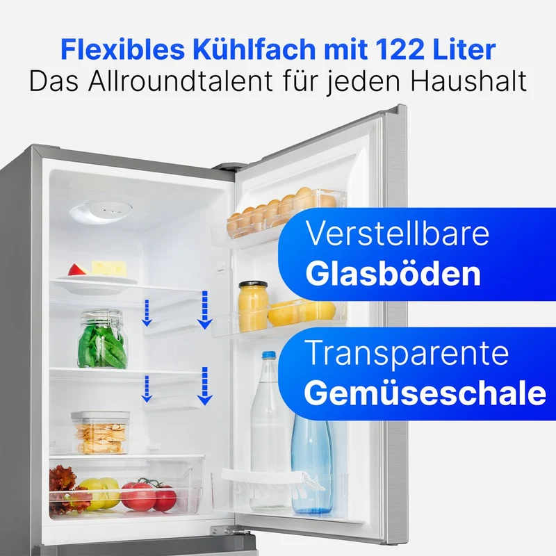 Bomann KG 322.1 ix Kühl-Gefrierkombi 175 L | 143 cm | Edelstahl-Optik | EEK D