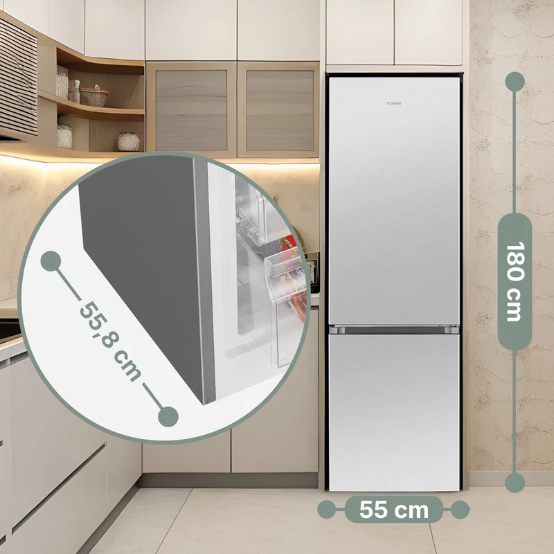 Bomann KG 184.1 ix Kühl-Gefrierkombi 269 L | 180 cm | Edelstahl-Optik | EEK D