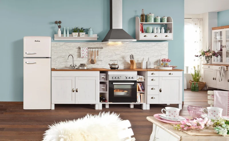 Amica KGC 15635 Beige Kühl-Gefrier-Kombination Retro