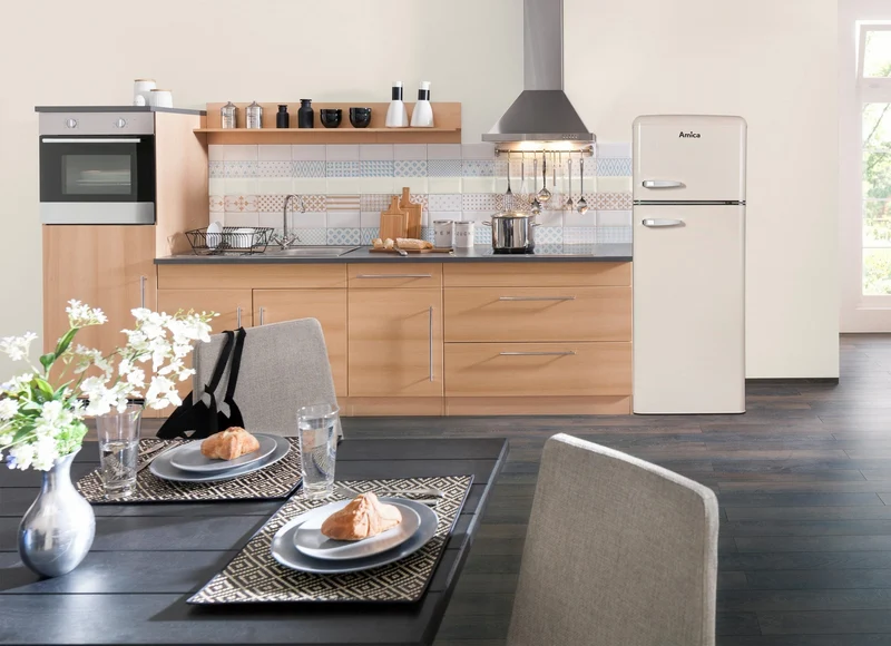 Amica KGC 15635 Beige Kühl-Gefrier-Kombination Retro