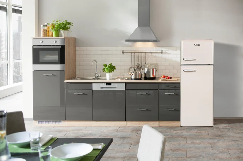 Amica KGC 15635 Beige Kühl-Gefrier-Kombination Retro