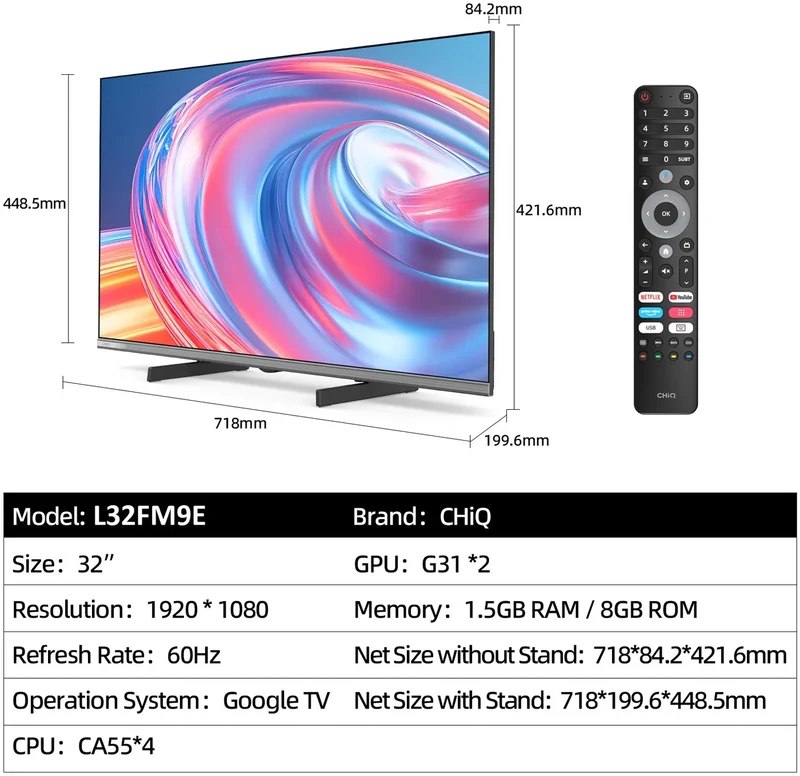 CHiQ L32FM9V Smart TV 32 Zoll Full HD