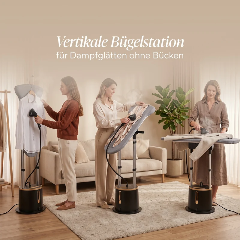 Vertikale Dampfbügelstation IronSteam Duo mit Bügelbrett
