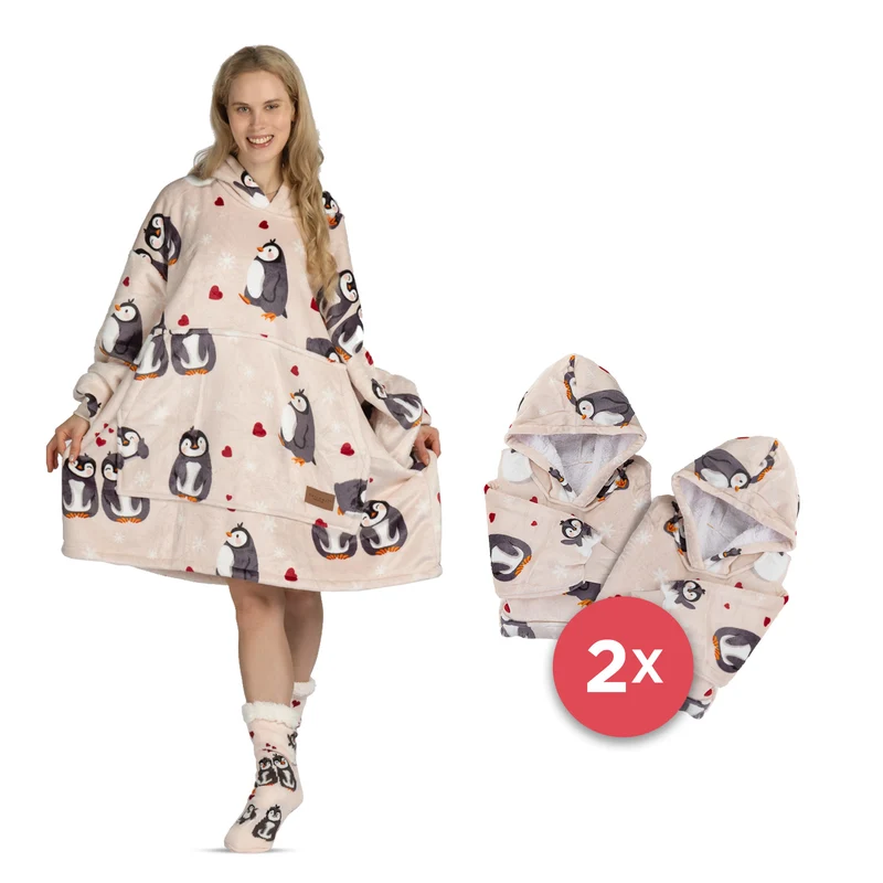 Set aus 2 Kapuzendecken Svilanit + Geschenk: Socken