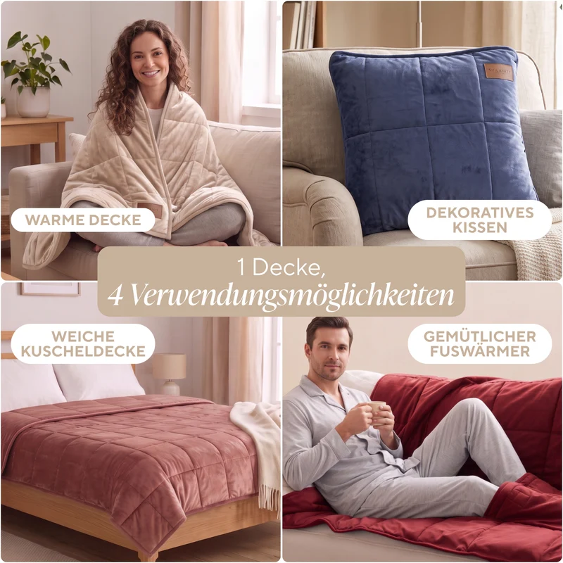 Dekokissen-Decke mit Fußtasche Svilanit SoftTouch 4-in-1