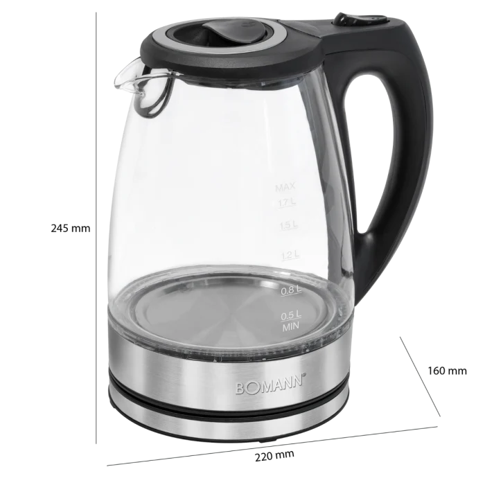 Bomann WKS 6032 G CB Glas-Wasserkocher 1,7L LED