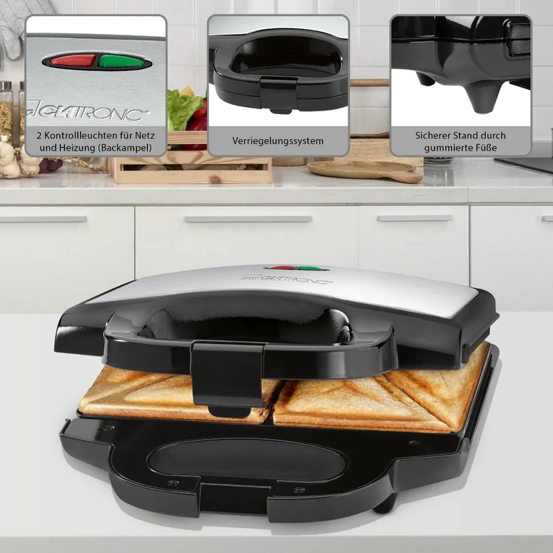Clatronic Sandwichtoaster ST 3778 Schwarz/Edelstahl