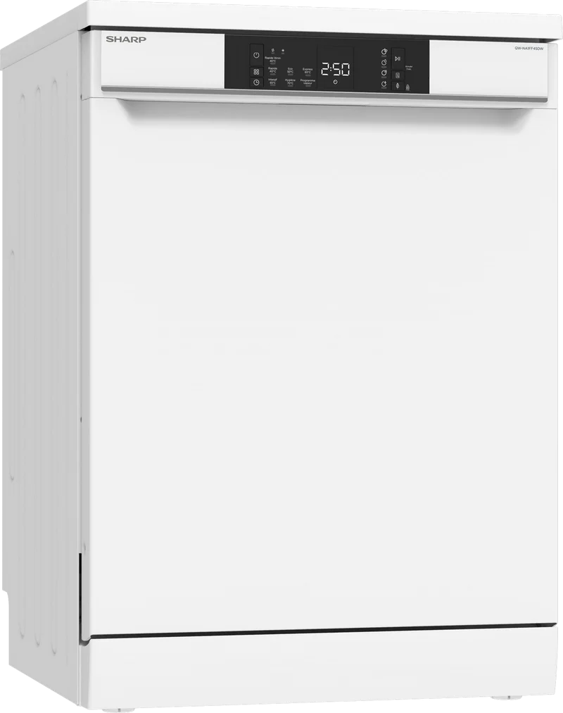 SHARP QW-NA1FF45DW Freestanding 60cm Dishwasher 16PS 45 db D Class with Multifunctional rack