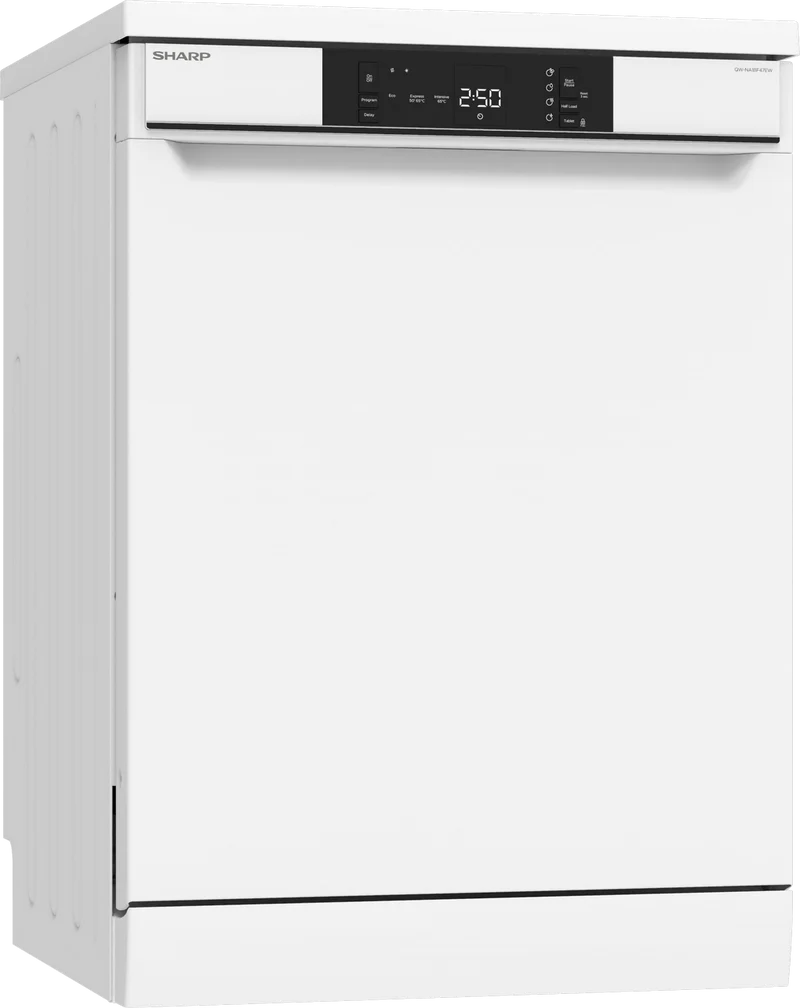 SHARP QW-NA1BF47EW Freestanding 60cm Dishwasher 13PS 47 db E Class with MicroBan Technolgy