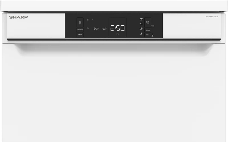 SHARP QW-NA1BF47EW Freestanding 60cm Dishwasher 13PS 47 db E Class with MicroBan Technolgy