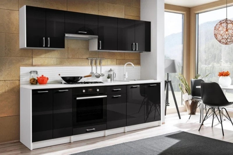 Küchenzeile ECO 240, schwarz hochglanz