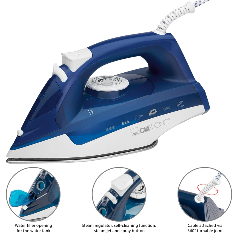 Clatronic DB 3704 Dampfbügeleisen Weiß/Blau