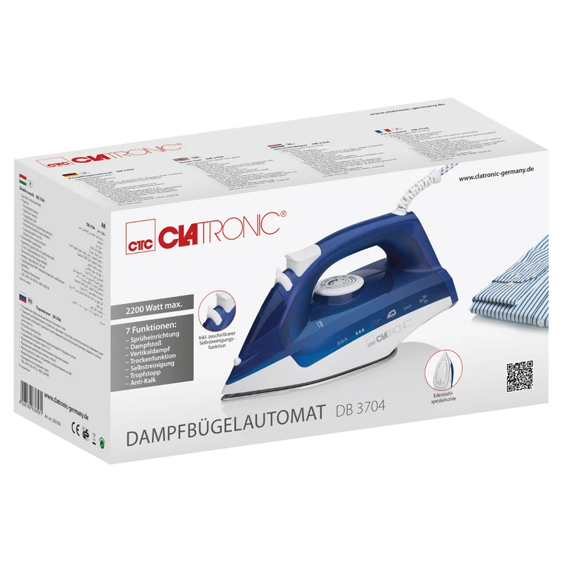 Clatronic DB 3704 Dampfbügeleisen Weiß/Blau