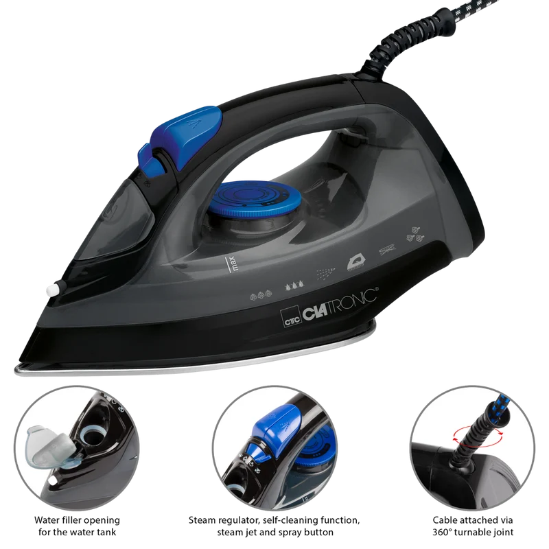 Clatronic DB 3703 Dampfbügeleisen Schwarz/Blau