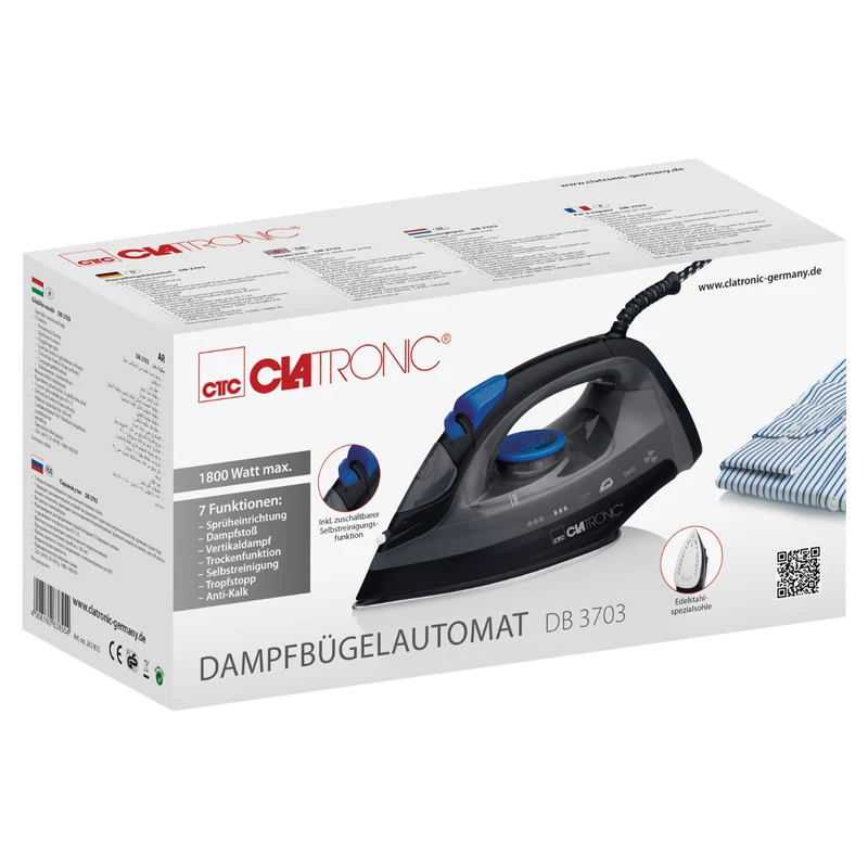 Clatronic DB 3703 Dampfbügeleisen Schwarz/Blau