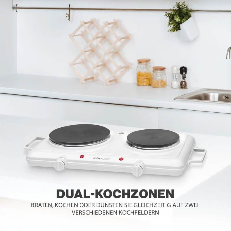 Clatronic DKP 3583 Doppelkochplatte Weiß 2500W