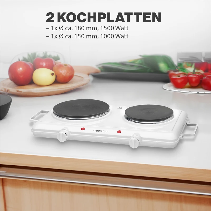 Clatronic DKP 3583 Doppelkochplatte Weiß 2500W