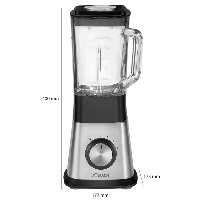 Clatronic UM 1374 CB Standmixer 1,5L Inox/Schwarz