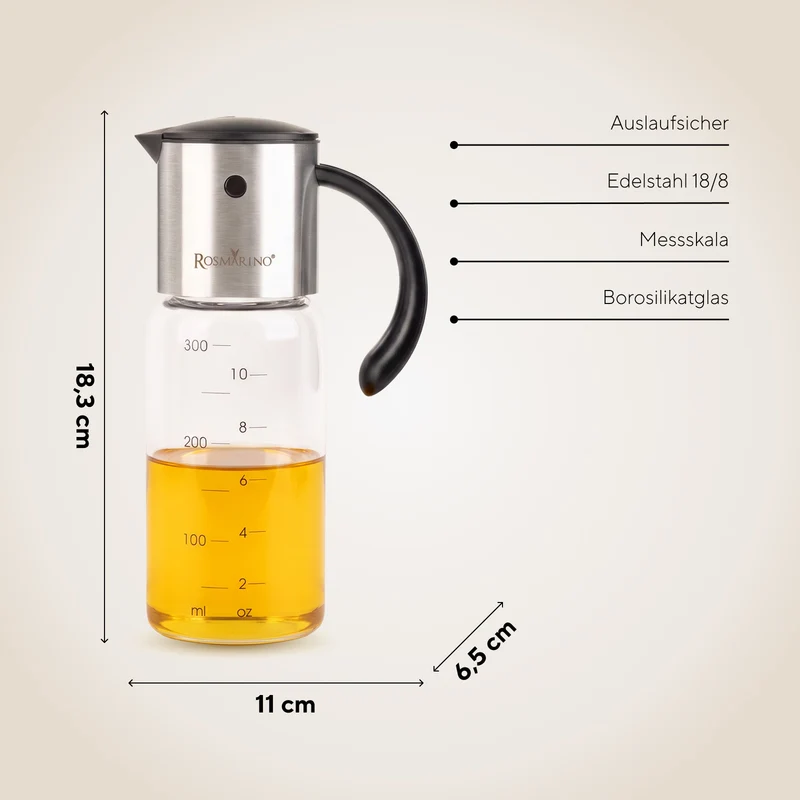Öl- oder Essigflasche mit automatischer Öffnung Rosmarino GravityPour – 300 ml