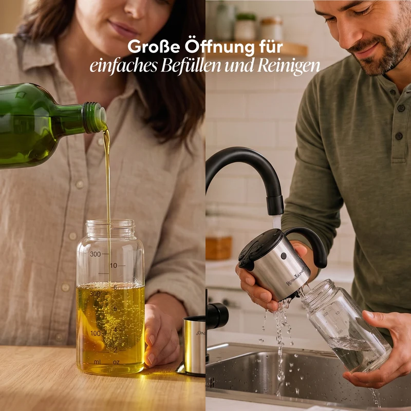 Öl- oder Essigflasche mit automatischer Öffnung Rosmarino GravityPour – 300 ml
