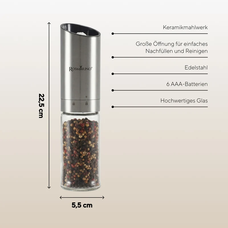 Elektrische Schwerkraft-Gewürzmühle Rosmarino SpiceFlow Gravity