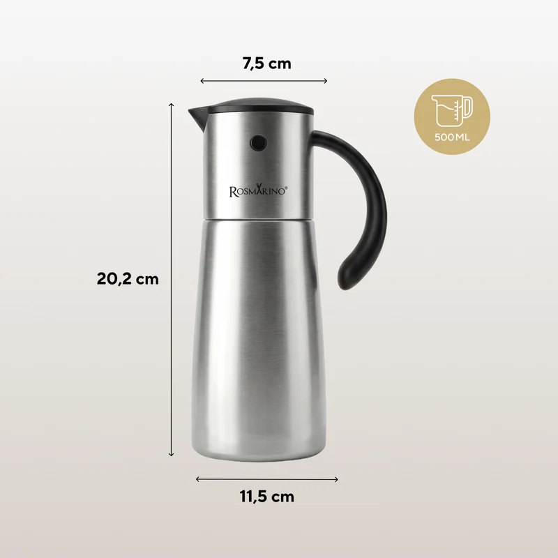 Edelstahl-Öl- oder Essigflasche mit automatischer Öffnung Rosmarino GravityPour – 500 ml