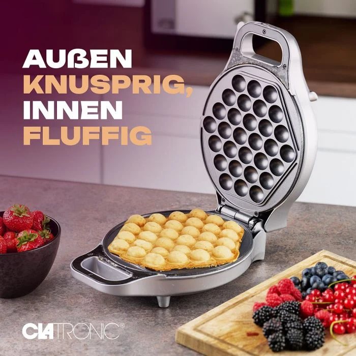 Clatronic Waffelautomat WA 3772 Silber Antihaftbeschichtet