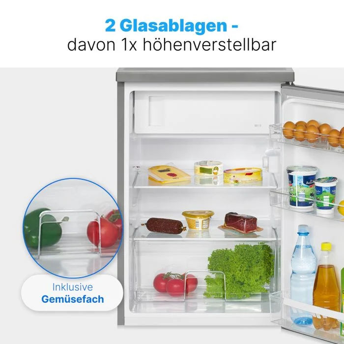 Bomann KS 2184.1 Kühlschrank mit Gefrierfach 206L Edelstahl-Optik EEK E