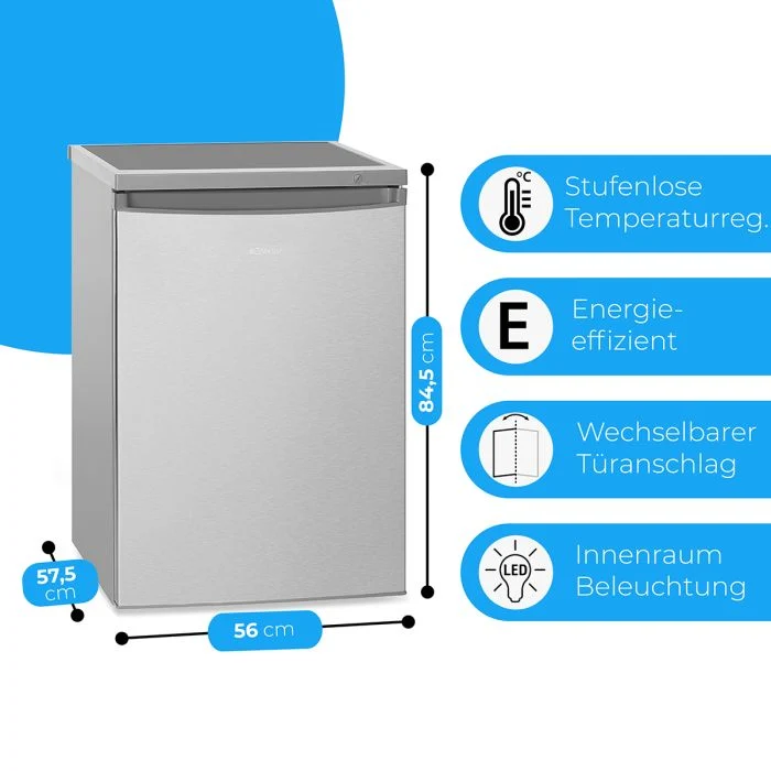 Bomann KS 2184.1 Kühlschrank mit Gefrierfach 206L Edelstahl-Optik EEK E