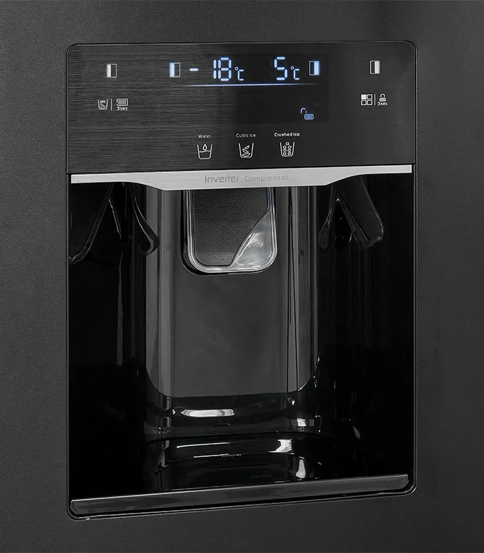 Exquisit SBS520-CF-040E Side-by-Side Kühlschrank 520L Inoxlook Anthrazit NoFrost