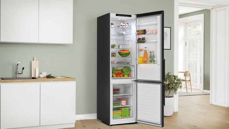 Bosch KGN39VXAT Kühl-Gefrierkombination 368L Edelstahl schwarz NoFrost 203 x 60 cm