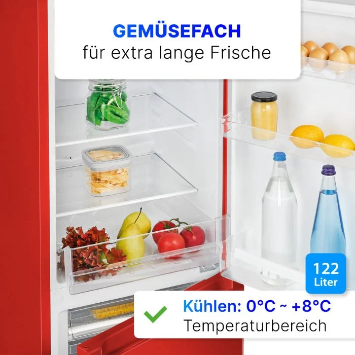 Bomann KG 320.2 Kühl-Gefrierkombination Retro Rot 242L EEK E