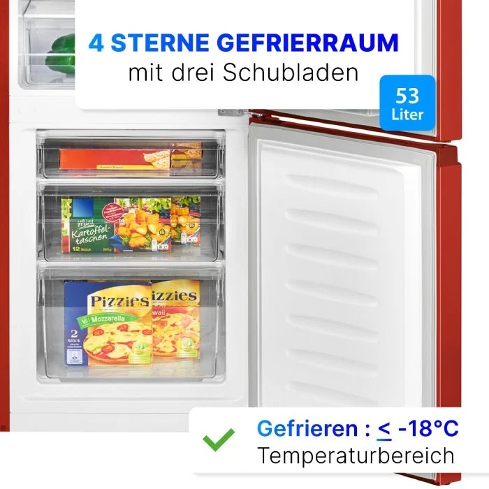 Bomann KG 320.2 Kühl-Gefrierkombination Retro Rot 242L EEK E