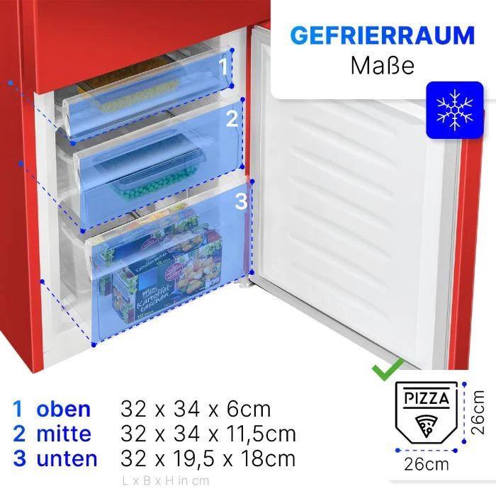 Bomann KG 320.2 Kühl-Gefrierkombination Retro Rot 242L EEK E