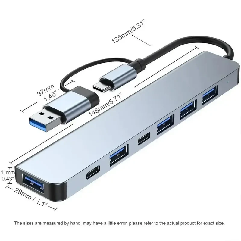 8 in 1 USB Hub with Audio Jack