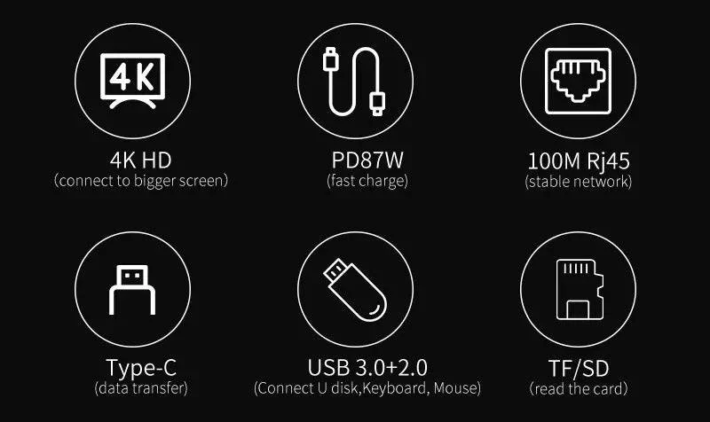 8 in 1 USB Hub with Audio Jack