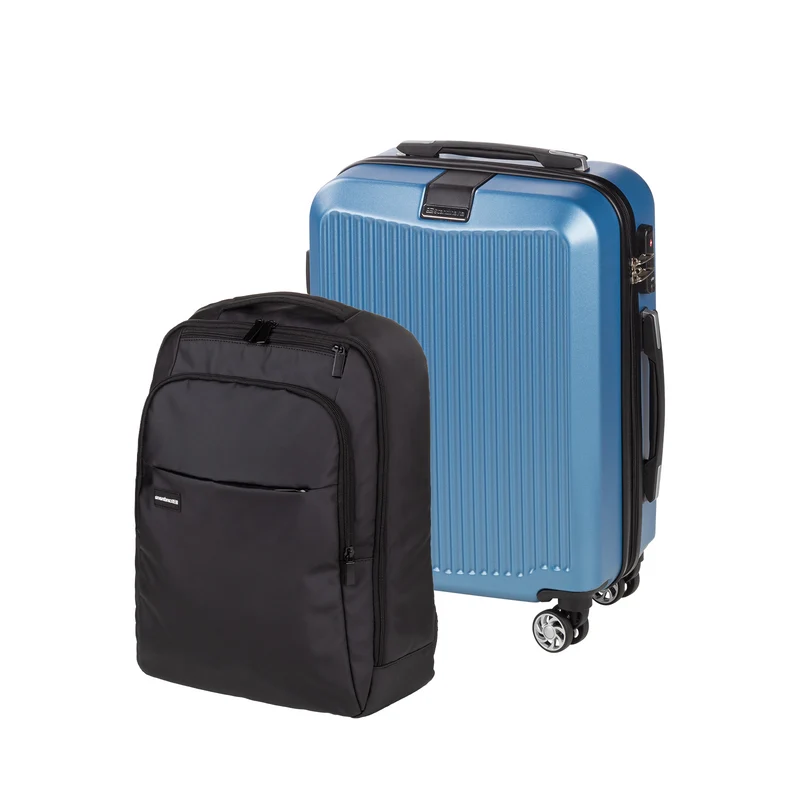 Set aus Handgepäckkoffer Scandinavia Carbon (40 L, blau) und City-Rucksack Scandinavia Around (20 L)