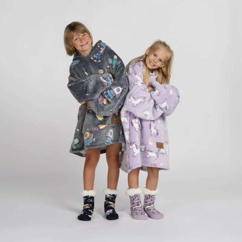 Hoodie - Kinder Kapuzendecke + Geschenk: Socken