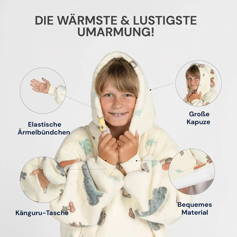 Hoodie - Kinder Kapuzendecke + Geschenk: Socken