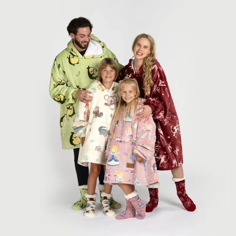 Hoodie - Kinder Kapuzendecke + Geschenk: Socken