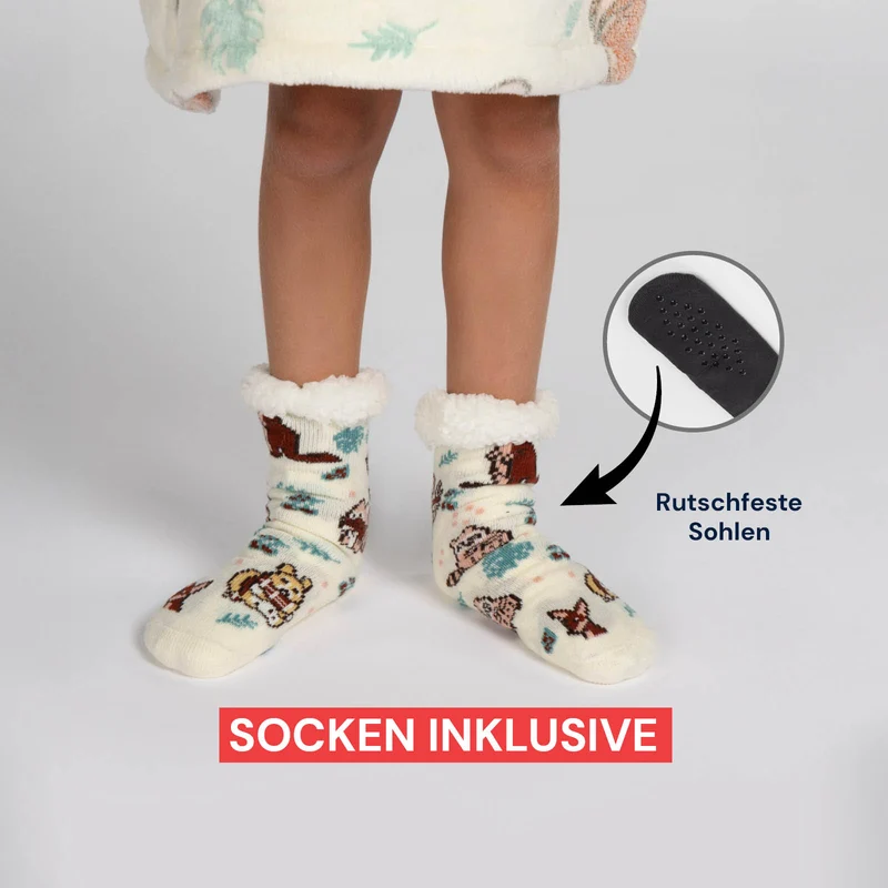 Hoodie - Kinder Kapuzendecke + Geschenk: Socken